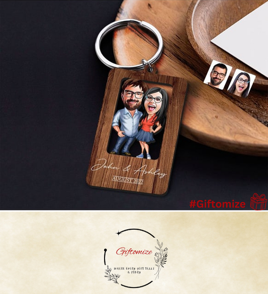 Person in a Pocket keychain - laughing couple version